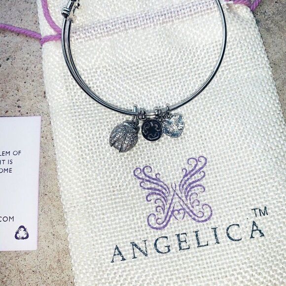 Angelica 7.25 Inches Lady Bug Bangle Bracelet Adju - Picture 1 of 5